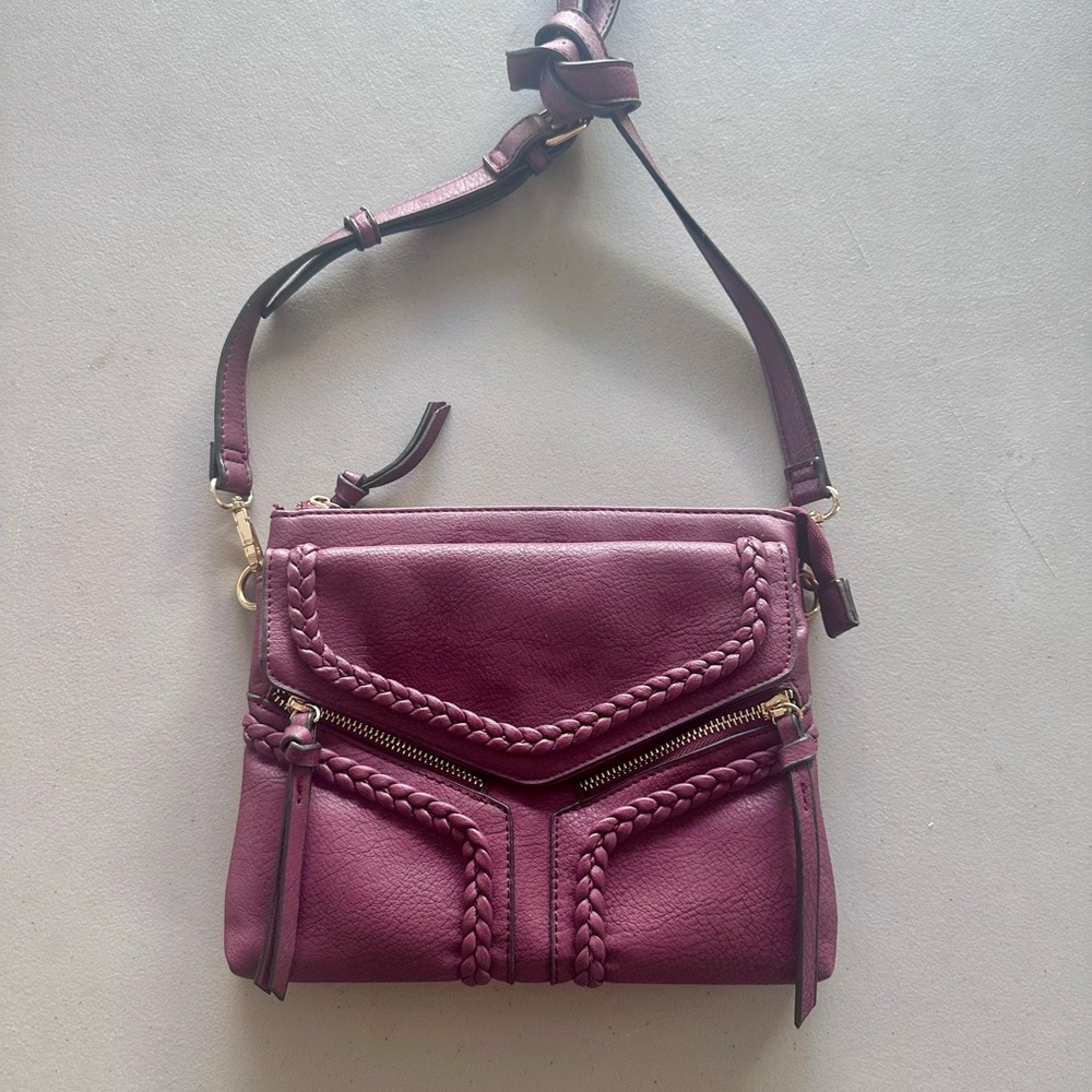 A New Day Purple Crossbody Bag with Braided Trim